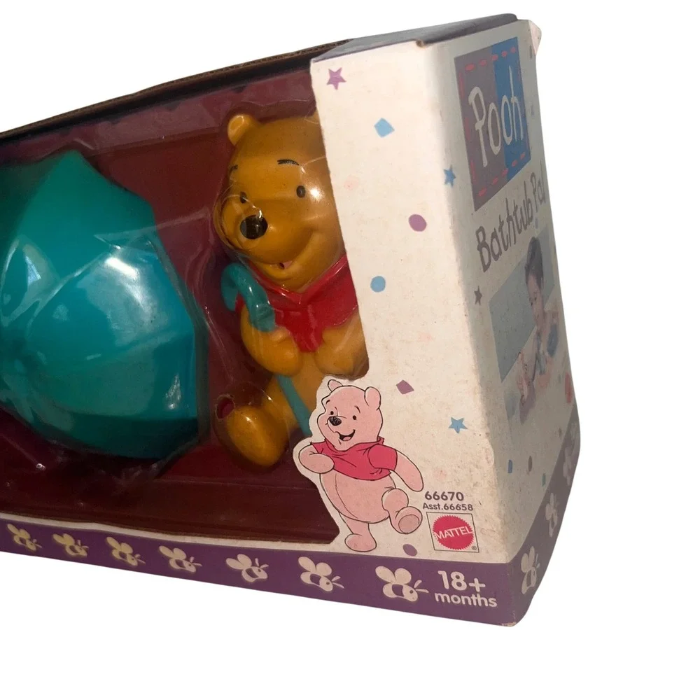 Vintage Winnie the Pooh Bathtub Pal Mattel Bath Toy Umbrella Floats Squirts NOS